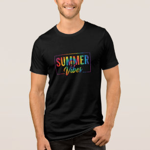 SOMMER Vibes Tie-Dye T-Shirt – Buntes Regenbogen Tri-Blend Shirt