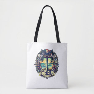 Sommer-Vibes-Tropenstrand-Grafik-T-Shirt Tasche