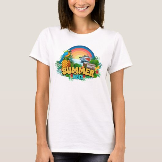 Sommer-Vibes-Urlaub-Strand T-Shirt (Vorderseite)