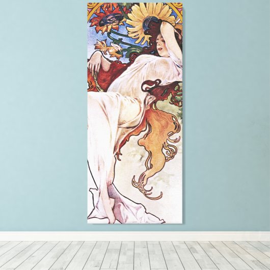 Sommer (vier Jahreszeiten), Alphonse Mucha Canvas  Leinwanddruck (Insitu (Holzboden))