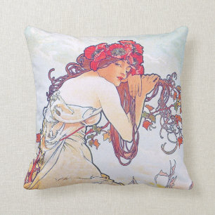 Sommer (vier Jahreszeiten), Alphonse Mucha Kissen