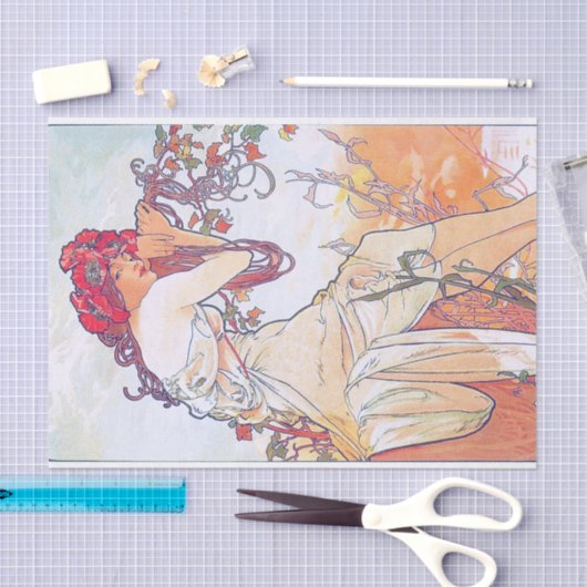 Sommer (vier Jahreszeiten), Alphonse Mucha Seidenpapier (Handwerk)