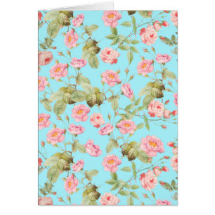 Sommer Viktorianische Vintage Rose Muster auf Aqua
