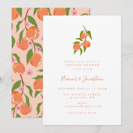Sommer Vintag Pfirsich Obst Boho Paare Dusche Einladung