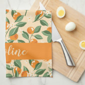 Sommer Vintage Orangen Boho Frucht Personalisiert Geschirrtuch (Viertel Falte)