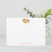 Sommer Vintage Pfirsich Frucht Paare Brautbad Dankeskarte (Stehend Vorderseite)