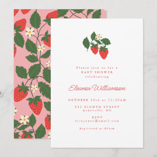 Sommer Vintage Weiße Erdbeere Boho Baby Shower Einladung