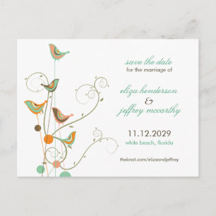 Sommer-Vogel-und Wirbels-Save the Date Postkarte