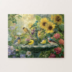 Sommer-Vogelbad-Garten Puzzle
