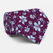 Sommer von '69- Blue & Maroon Floral Krawatte (Gerollt)