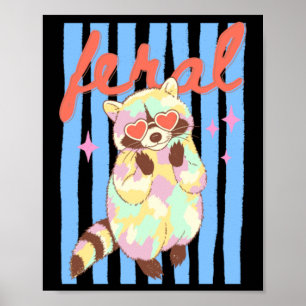 Sommer-Vorbereiteter Wilder Waschbär Pastell E Poster