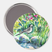 Sommer, Waggtail, wilde Blume Magnet (Vorderseite/Rückseite)