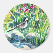 Sommer, Waggtail, wilde Blume Magnet (Vorne)