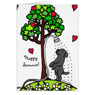 Sommer-Wasser-Spaß-Schwarz-Labrador-Cartoon