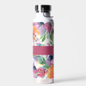 Sommer-Wasserfarbe-Blumen-Monogramm-Name Trinkflasche (Links)