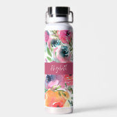 Sommer-Wasserfarbe-Blumen-Monogramm-Name Trinkflasche (Rückseite)