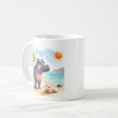 Sommer Wasserfarbe Hippopotamus am Strand Kaffeetasse (Vorderseite Links)