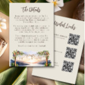 Sommer-Wasserfarbe Strand Hochzeitdetails QR-Code Begleitkarte