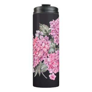 Sommer-Wasserfarbe Vintage-Blumen mit blühender Hy Thermosbecher