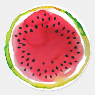 Sommer-Wasserfarbe-Wassermelone Runder Aufkleber