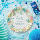 Sommer Wasserfarben Blumengeflecht 21. Geburtstag Pappteller (Party)