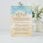 Sommer-Wasserfarben-Strand Hochzeitsdetails Begleitkarte (Stehend Vorderseite)