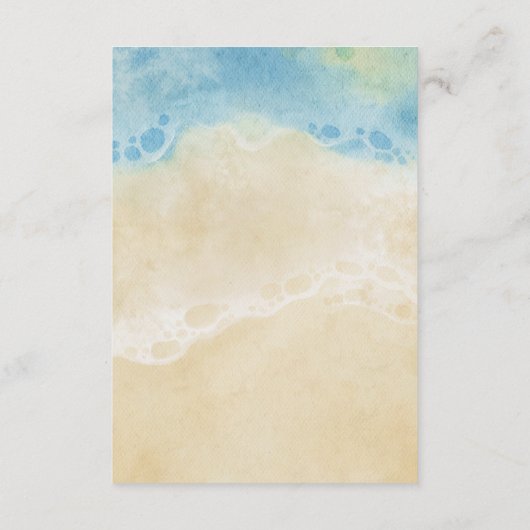 Sommer-Wasserfarben-Strand Hochzeitsdetails Begleitkarte (Rückseite)