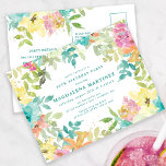 Sommer Wasserfarbenflora 60. Geburtstag Einladung Postkarte<br><div class="desc">Neu im Sommer 2024. Moderne und farbenfrohe sommerliche Blumenfarbe mit rosa,  türkisblauen,  gelben und orangefarbenen Blume. Sie bilden einen rustikalen,  boho schicken botanischen Rahmen um Ihre Geburtstagsparty Details. Dieser Artikel ist Teil der Sammlung Summer Watercolor Floral. Es enthält professionell gestaltete Einladungen,  Begrüßungsschilder und Party-Dekorationen.</div>