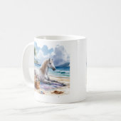 Sommer Wasserfarbenpferd am Strand Kaffeetasse (Vorderseite Links)