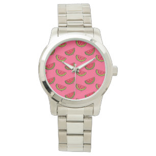 Sommer-Wassermelone auf rosa Muster Armbanduhr