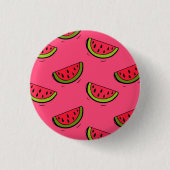 Sommer-Wassermelone auf rosa Muster Button (Vorderseite)