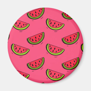 Sommer-Wassermelone auf rosa Muster Magnet
