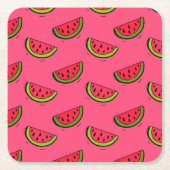 Sommer-Wassermelone auf rosa Muster Rechteckiger Pappuntersetzer (Vorderseite)