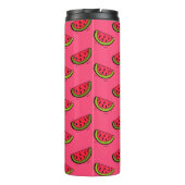Sommer-Wassermelone auf rosa Muster Thermosbecher (Rückseite)