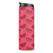 Sommer-Wassermelone auf rosa Muster Thermosbecher (Nach rechts gedreht)