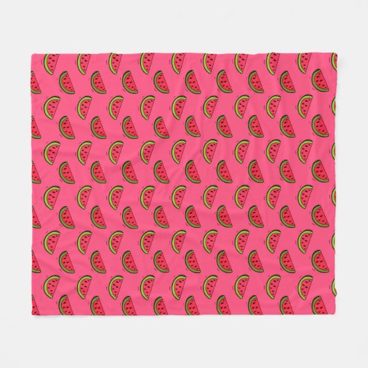 Sommer-Wassermelone in rosa Muster Fleecedecke (Vorderseite (Horizontal))