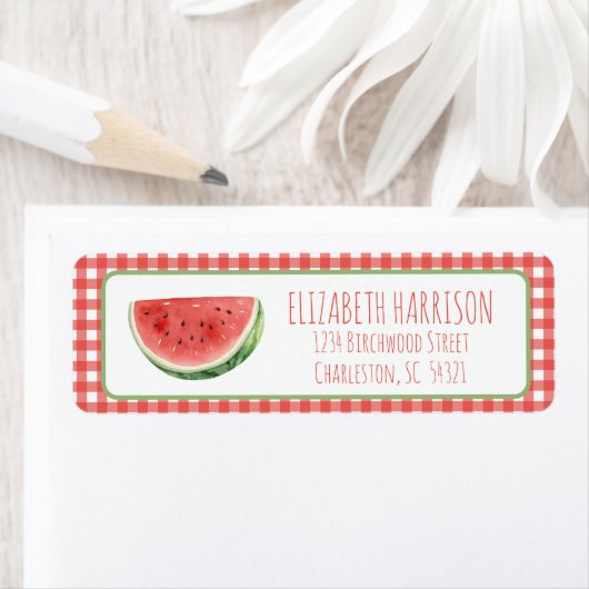 Sommer-Wassermelone und rotes Gingham-Karo (Insitu)