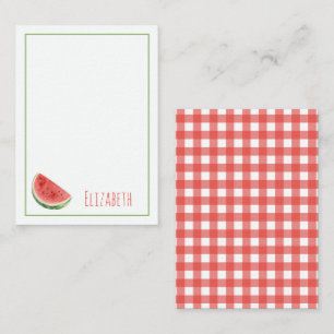 Sommer-Wassermelone und rotes Gingham-Karo Mitteilungskarte