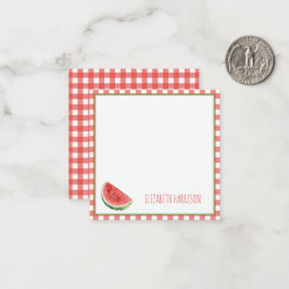 Sommer-Wassermelone und rotes Gingham-Karo Mitteilungskarte