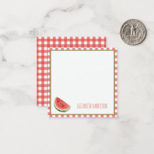Sommer-Wassermelone und rotes Gingham-Karo Mitteilungskarte