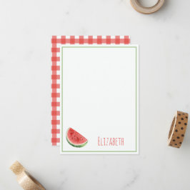 Sommer-Wassermelone und rotes Gingham-Karo Mitteilungskarte