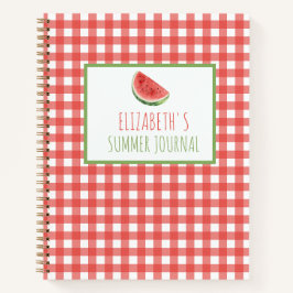 Sommer-Wassermelone und rotes Gingham-Karo Notizblock