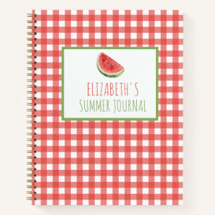 Sommer-Wassermelone und rotes Gingham-Karo Notizblock