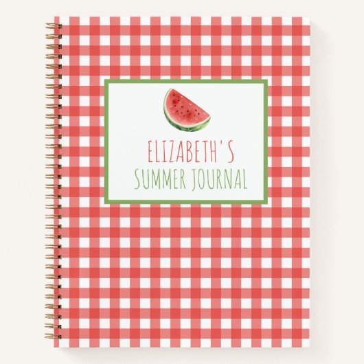 Sommer-Wassermelone und rotes Gingham-Karo Notizblock (Vorderseite)