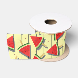 Sommer-Wassermelonen-Scheiben-Muster, Rot und Grün Satinband