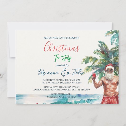 Sommer Weihnachten I im Juli Einladung (Vorderseite)