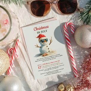 Sommer Weihnachten im Juli Snowman Sonnenbrille Einladung