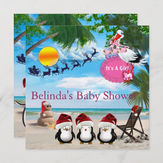 Sommer Weihnachtsdusche Einladung (Vorne/Hinten)