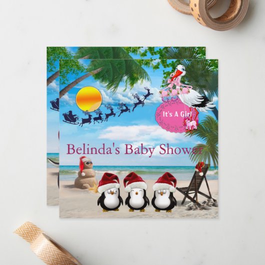 Sommer Weihnachtsdusche Einladung (Vorderseite/Rückseite Beispiel)