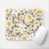 Sommer-weiße Gänseblümchen und rote Marienkäfer Mousepad (Mit Mouse)